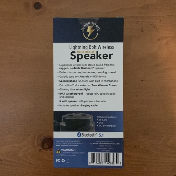 Lightning ⚡️ Bolt Wireless Water Resistant Speaker - Picture 3 of 6